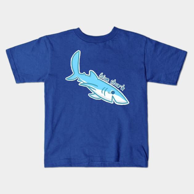 blue shark Kids T-Shirt by tarrotpatch